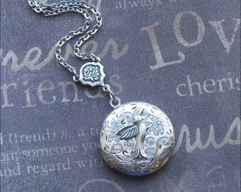 Hummingbird Locket Necklace Silver Locket Jewelry Womens Locket Silver Locket Bridesmaid Locket Wedding Jewelry Picture Photo Locket Gift