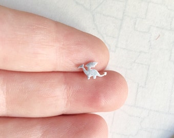 Little Steel Dragon Earring Choose Your Own Post Hypoallergenic Surgical Stainless Steel for Forward Helix, Cartilage, Tragus, Labret