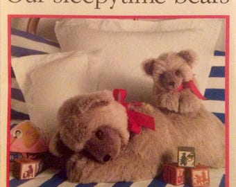 Vintage Sewing Pattern Sleepytime Bears Stuffed Bears Mother and Baby Uncut 1989 Fun Fur Toys