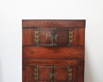 Antique Korean Butterfly Armoire Japan Occupation Era