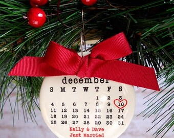 JUST MARRIED ornament, Wedding ornament, personalized christmas ornament, wedding date, typewriter, wedding gift, mr and mrs