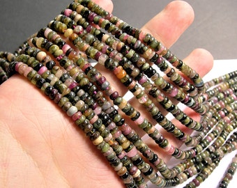 Tourmaline - 5mm (5.5mm) heishi rondelle beads - 17 inch strand - 160 beads - Ab quality - multi color tourmaline - RFG1273