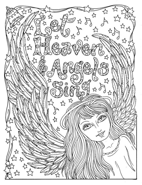 Christmas Angel Instant Download Coloring page Christian