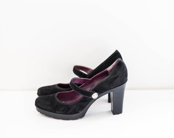 PRA 26S Mary Jane Chunky Heel Brown Sheepskin 628707