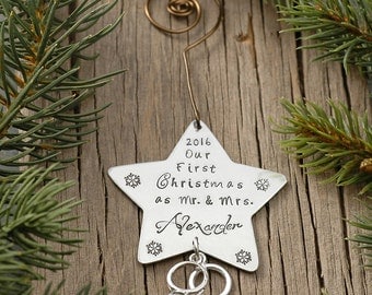 Our First Christmas Together Mr. & Mrs. 2016 or 2017 Personalized Wedding Star Ornament