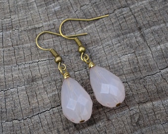 Rose Pink Faceted Briolettes . Earrings