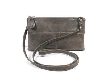 Small Leather Crossbody Bag, Gray Crossbody Clutch, Small Leather Purse, Leather Evening Bag, Leather Handbag, Clutch Purse, Made in USA