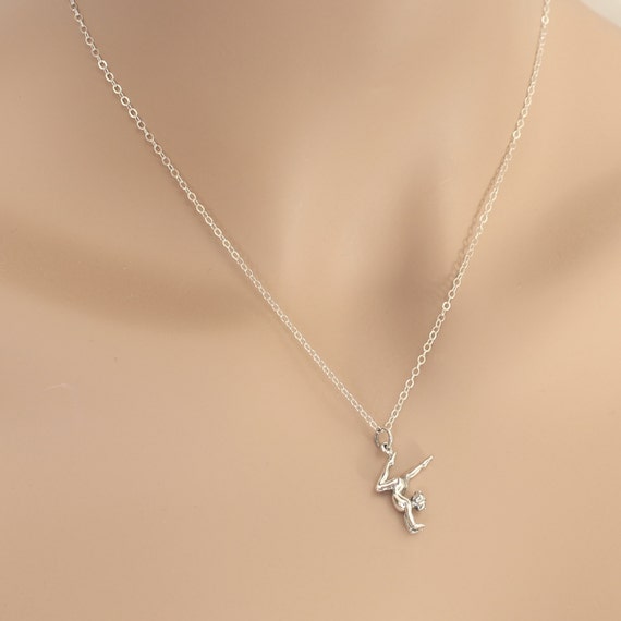 Gymnast Necklace Sterling Silver Gymnastics Jewelry Gymnast