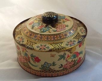 Vintage Decorative Tin Container Collectible Storage Canister