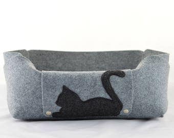 Felt Cat Bed, Felt Cat House, Felt Cat Cave, Cat Lover Gift, Room Decor, Gray, Charcoal, Anthracite, Cat Bed, cosy cat bed, gift for cat