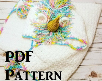 Hooded Unicorn Crochet Blanket Pattern, PDF Download Pattern, Handmade Blanket Pattern, DIY