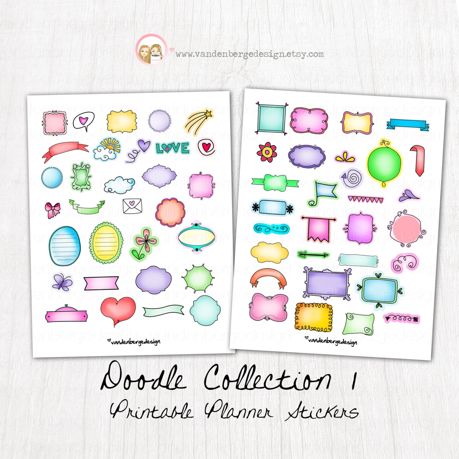 Printable Planner Stickers Handdrawn Doodle Stickers