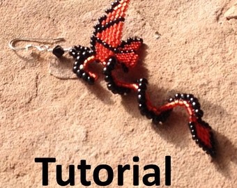 Dragon Earring Tutorial Single Herringbone Technique, Digital Download, 23 Pages of Instruction and Graphs, Make your own Dragon Earrings