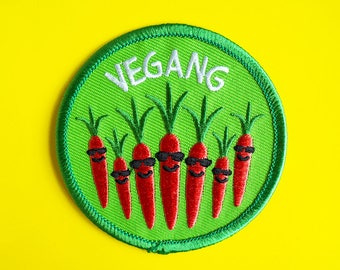 Vegan Patch, Vegetable Patch, Vegetarian Patch, Vegang Patch, Gang Patch, Carrot Patch, Food Patch, Cute Vegan Accessories, Vegan Patches