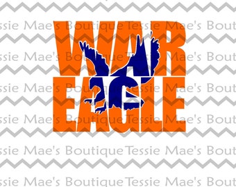 SVG, DXF, EPS, War Eagle Knockout, Auburn, Knockout, TessieMaes, Silhouette, Cricut, Scrapbooking, Tigers, Sports