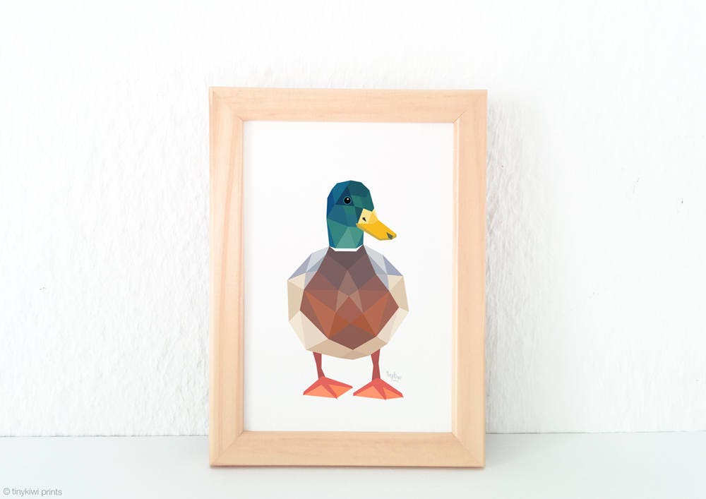 Mallard duck print, Duck illustration, Wild duck wall art, New Zealand ...
