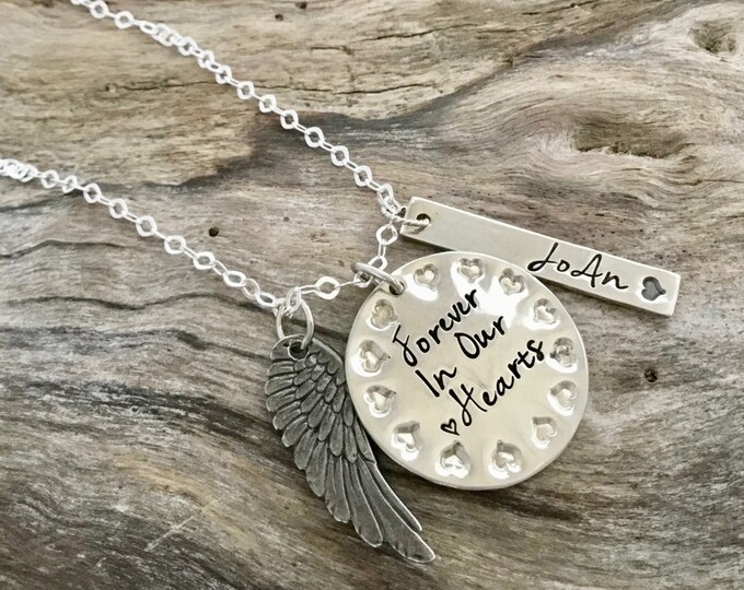 Personalized Remembrance Necklace Wing Necklace Remembrance Gift Memorial Jewelry Memorial Necklace Sterling Sympathy Remembrance Jewelry