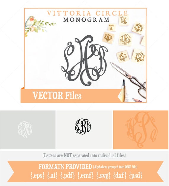 Download 3 Letter Vittoria circle Script monogram VECTOR Alphabet ...