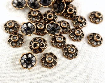 Bead Caps - Antiqued Copper Bead Caps - 9mm (0761YNF-AC) - Qty. 50