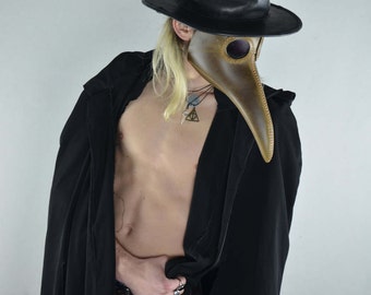 Plague Doctor Mask Leather Mask Halloween Mask Raven Mask Cosplay Costume Brown