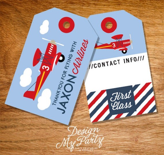 Airline Plane Theme Luggage Tags Personalised by DesignMyPartyShop