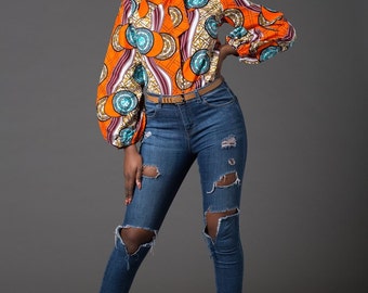 Dashiki shirt, African clothing, Dashiki dress, Ankara dress, Ankara clothing, African print dress, African top (BRIANNA pussybow blouse)