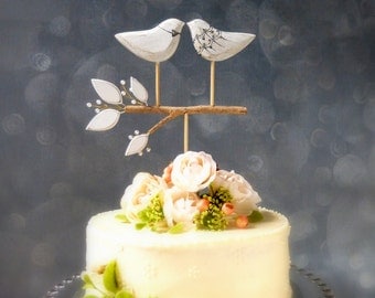 Love Birds and Pearl Topper, Wedding Cake Topper, Bird Cake Topper/ Bridal Cake Topper, Bride and Groom Cake