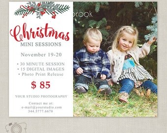 Christmas Mini Session Template - Photography Marketing Board - Christmas Minis - Photoshop Template for Photographers 101, INSTANT DOWNLOAD