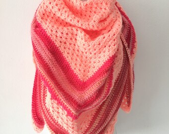 Crochet shawl salmon and pink