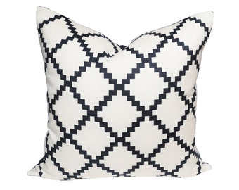 Lulu DK Reverse Chant Navy - Designer Pillow Cover - 1 Sided or 2 Sided - Made to Order - Choose Your Size