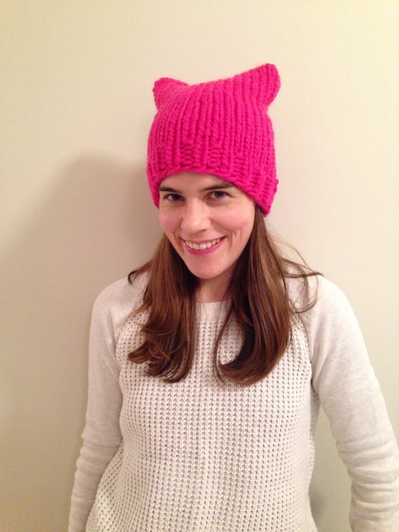 Bright Pink Pussy Hat 100 Wool Chunky S