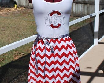 Ohio State Buckeyes Bling Game Day Dress Upcycled T-Shirts Medium - Ready to ship!