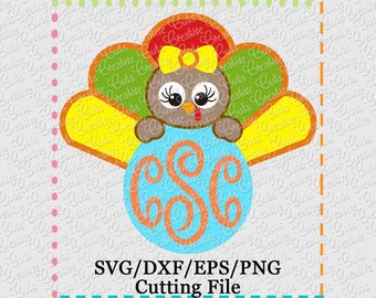 EXCLUSIVE Monogram Turkey Cutting File, thanksgiving cut file, turkey svg, thanskgiving svg, turkey monogram svg, turkey cut file