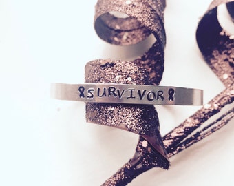 Breast Cancer Survivor Handstamped Bracelet, I Beat Cancer, Cancer Awareness, Breast Cancer Gifts, Cancer bracelet, Survivor bracelet