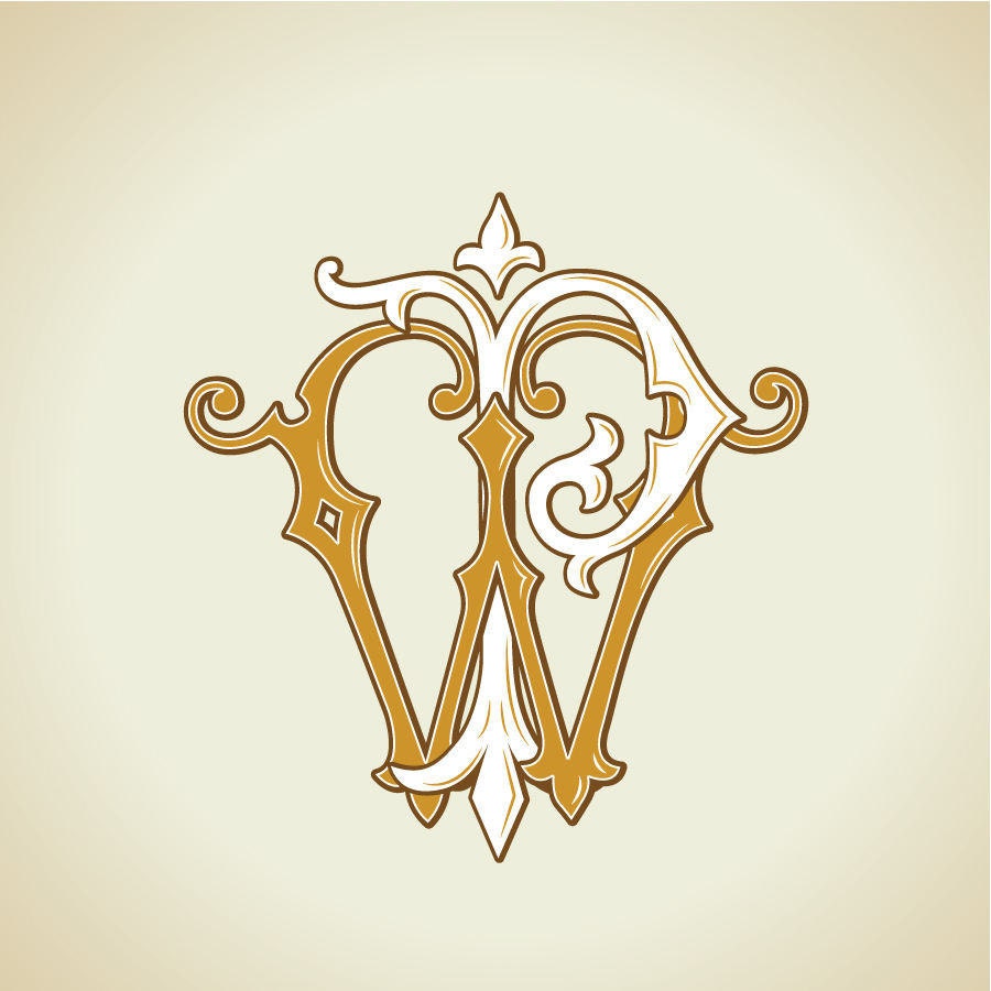 Wedding logo PW WP Vintage Monogram Wedding Clip Art