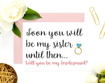 Sister In Law Bridesmaid Card, Sister In Law Card, Card for Sister In Law, Ask Bridesmaid, Be My Maid of Honor, Be My Bridesmaid