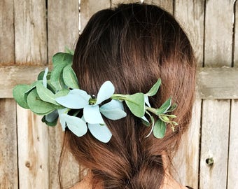 Eucalyptus Greenery Hair Piece / Bridal Hair Piece / Bridesmaid Greenery Hair Piece / Natural Hair Piece / High Quality Hair Comb / Bohemian
