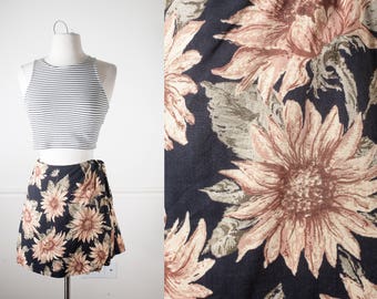 Sunflower Shorts, Festival Clothing, 90s Shorts, Sunflower Print Rayon Shorts, Soft Grunge Shorts, Mini Skirt, Festival Shorts, 90s Skirt