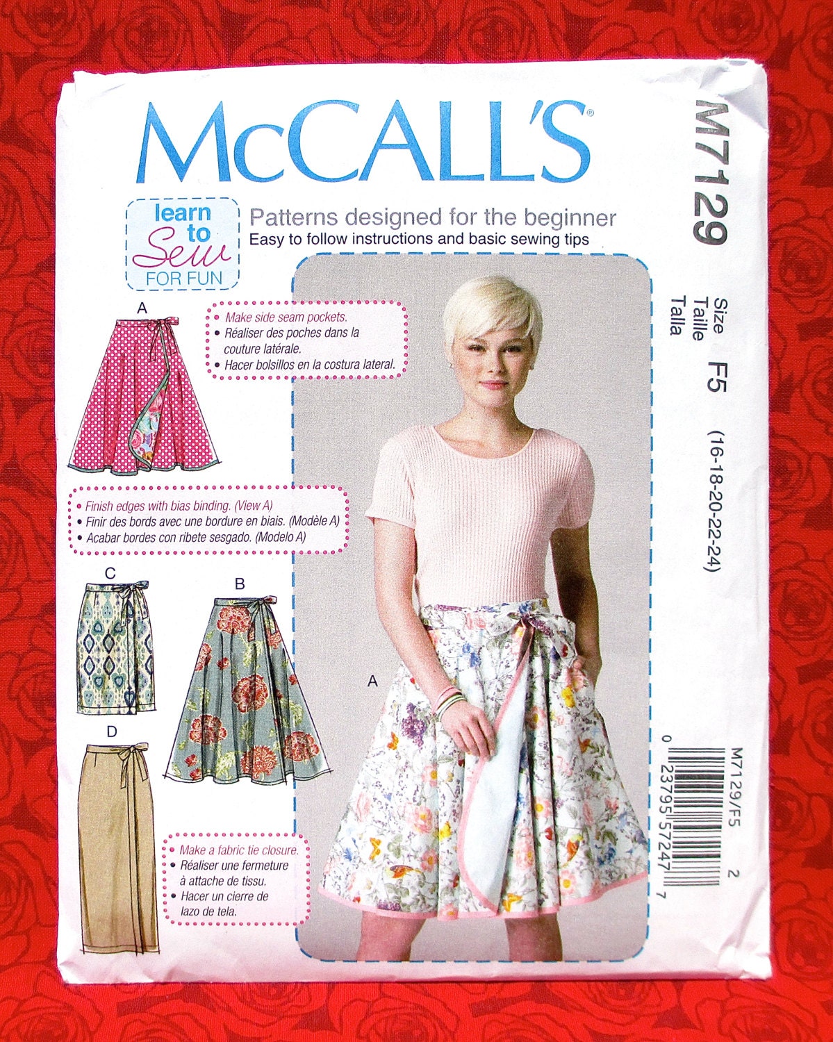 McCall's Easy Sewing Pattern M7129 Skirts Wrap Around