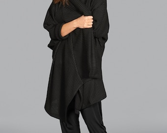 Black Cardigan, Women Sweater, Black Coat, Long Cardigan, Asymmetric Sweater, Winter Clothing, Elegant Sweater, Casual Cardigan, Cotton Top