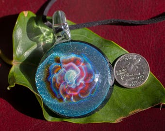Large Glass Pendant - Glass Blown Pendant - Glass Flower Pendant Necklace - Glass Bead - Head Blown Glass Pendant - Gift for Mom - Colorful