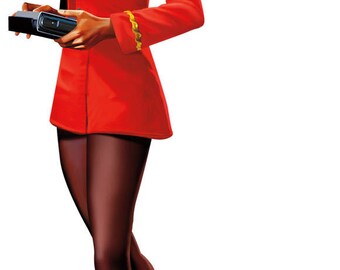 Lt. Uhura card Birthday card, Girls in space be wary greeting card, Hailing Frequencies Open sticker greeting card,