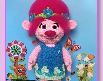 Poppy Troll Amigurumi (PDF pattern only, this is not the finished doll)