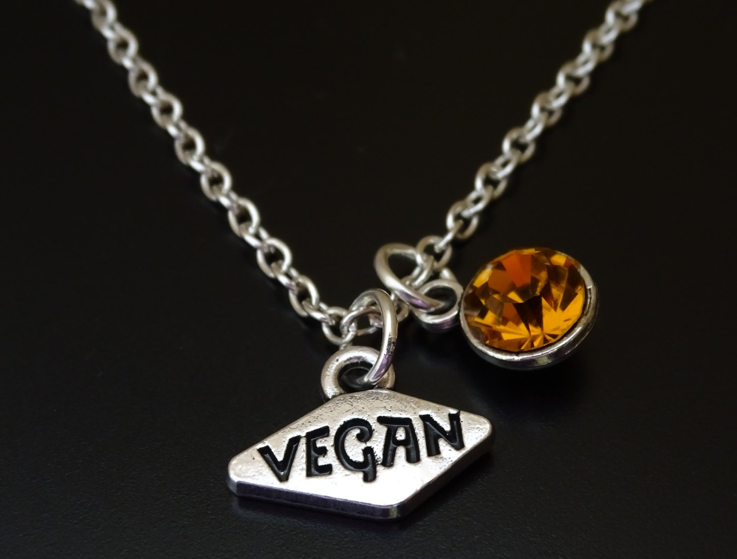 Vegan Necklace Vegan Charm Vegan Pendant Vegan Jewelry