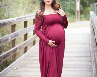 Off shoulder dress/maternity dress/maternity gown/maternity dress for photo shoot/baby shower dress/maxi dress/pregnancy dress/long dress
