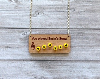 Legend of Zelda Saria's Song necklace - Ocarina of time, Breath of the Wild, Link, Video games, Nintendo 64, old school geek retro