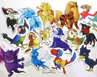 Pokemon Stickers / Magnets - Sun and Moon, Birds, Dogs