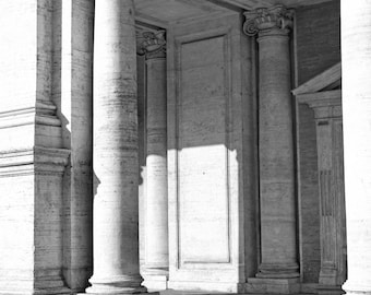 Rome, Italy, black and white photography, Roman architecture, Italy photography, Italian home decor, large wall art, pillars, 16x24