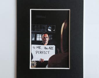 LOVE ACTUALLY fridge magnet - the iconic 'To Me You Are Perfect' scene - mini print of 'Love Actually' acrylic painting by Stephen Mahoney