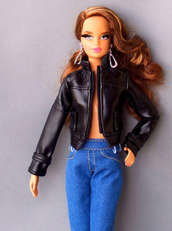 Barbie Clothes Leather Jacket Doll Clothes